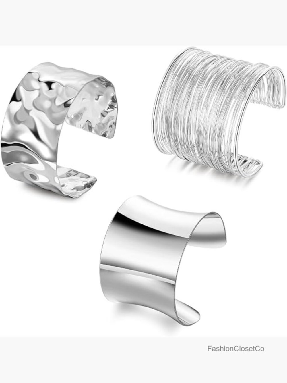 Chunky Cuff Bracelet Set - 3PCS Open Adjustable Wire Bangle Bracelets